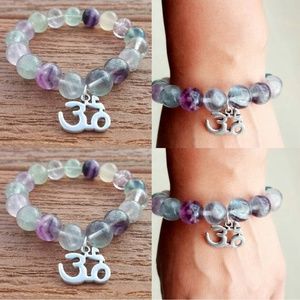 Boho Fluorite breads, with the Om symbol